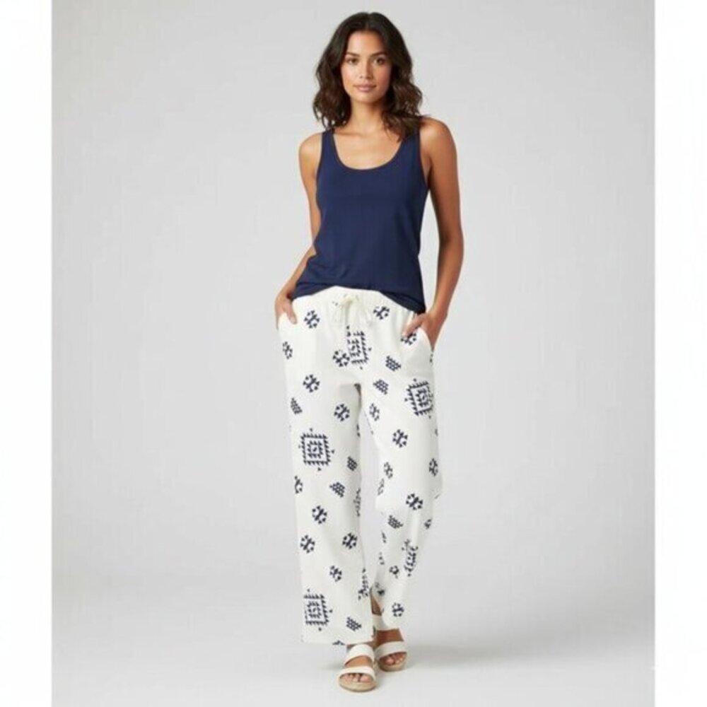 Revolve Plush Soleil Pants Straight Leg Western Print XS Boho Coastal Peasant